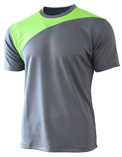 Funktions-Shirt Finish zum Besticken und Bedrucken in der Farbe Charcoal-Bright Green mit Ihren Logo, Schriftzug oder Motiv.