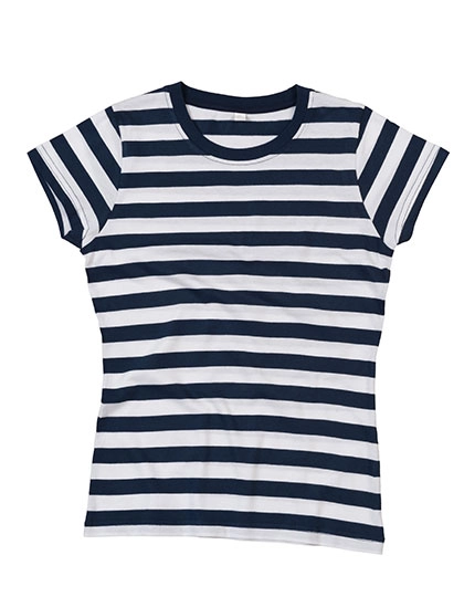 Women´s Stripy T zum Besticken und Bedrucken in der Farbe Navy-White mit Ihren Logo, Schriftzug oder Motiv.
