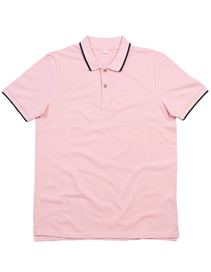 The Tipped Polo zum Besticken und Bedrucken in der Farbe Soft Pink-Navy mit Ihren Logo, Schriftzug oder Motiv.