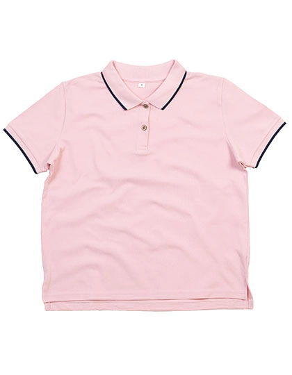 Women´s The Tipped Polo zum Besticken und Bedrucken in der Farbe Soft Pink-Navy mit Ihren Logo, Schriftzug oder Motiv.