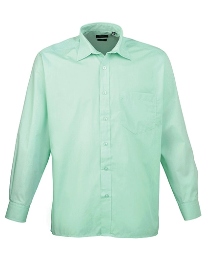 Men´s Poplin Long Sleeve Shirt zum Besticken und Bedrucken in der Farbe Aqua mit Ihren Logo, Schriftzug oder Motiv.