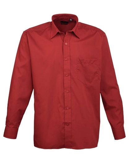 Men´s Poplin Long Sleeve Shirt zum Besticken und Bedrucken in der Farbe Burgundy mit Ihren Logo, Schriftzug oder Motiv.