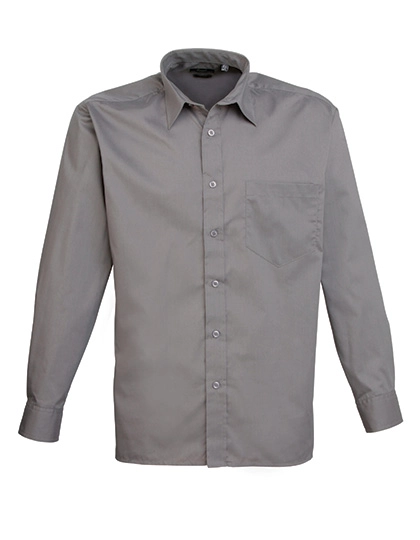 Men´s Poplin Long Sleeve Shirt zum Besticken und Bedrucken in der Farbe Dark Grey mit Ihren Logo, Schriftzug oder Motiv.