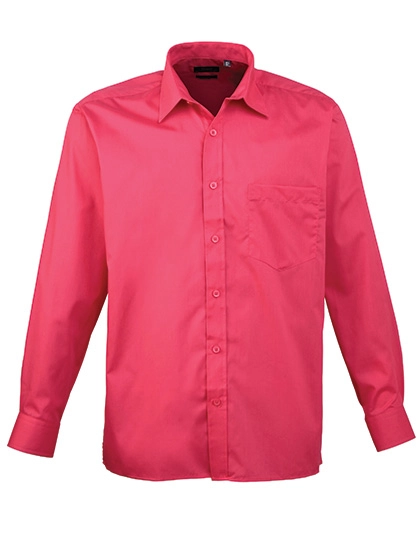Men´s Poplin Long Sleeve Shirt zum Besticken und Bedrucken in der Farbe Hot Pink mit Ihren Logo, Schriftzug oder Motiv.