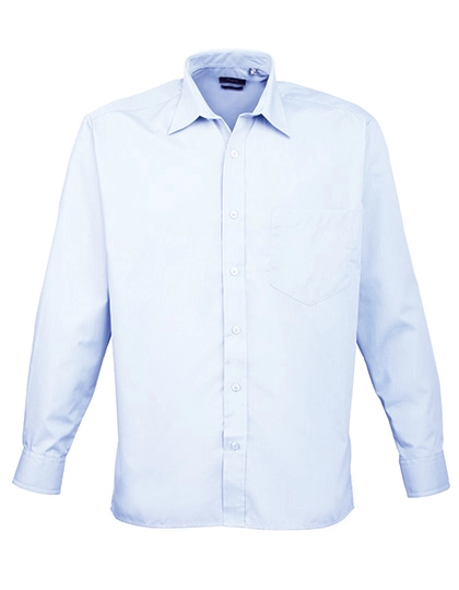Men´s Poplin Long Sleeve Shirt zum Besticken und Bedrucken in der Farbe Light Blue mit Ihren Logo, Schriftzug oder Motiv.