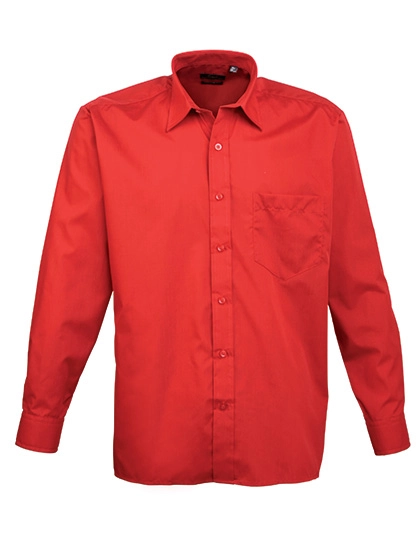 Men´s Poplin Long Sleeve Shirt zum Besticken und Bedrucken in der Farbe Red mit Ihren Logo, Schriftzug oder Motiv.