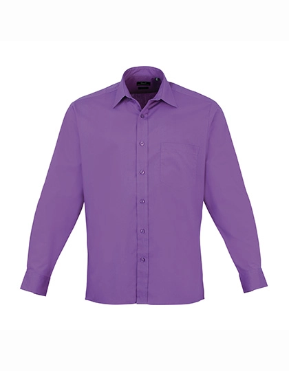 Men´s Poplin Long Sleeve Shirt zum Besticken und Bedrucken in der Farbe Rich Violet mit Ihren Logo, Schriftzug oder Motiv.