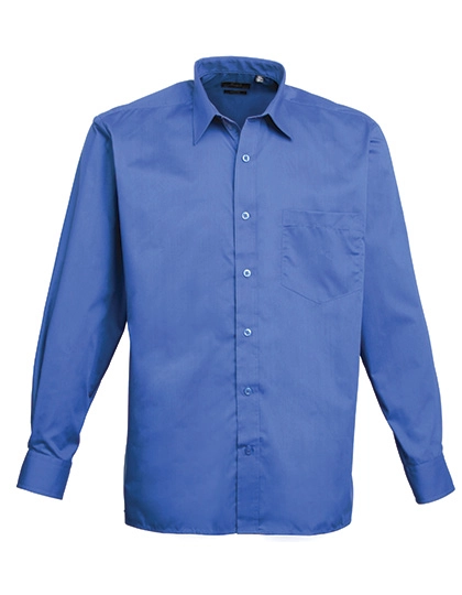 Men´s Poplin Long Sleeve Shirt zum Besticken und Bedrucken in der Farbe Royal mit Ihren Logo, Schriftzug oder Motiv.