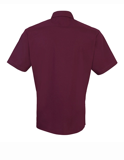 Men´s Poplin Short Sleeve Shirt zum Besticken und Bedrucken in der Farbe Aubergine mit Ihren Logo, Schriftzug oder Motiv.