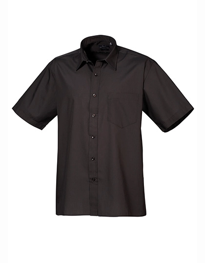 Men´s Poplin Short Sleeve Shirt zum Besticken und Bedrucken in der Farbe Black mit Ihren Logo, Schriftzug oder Motiv.