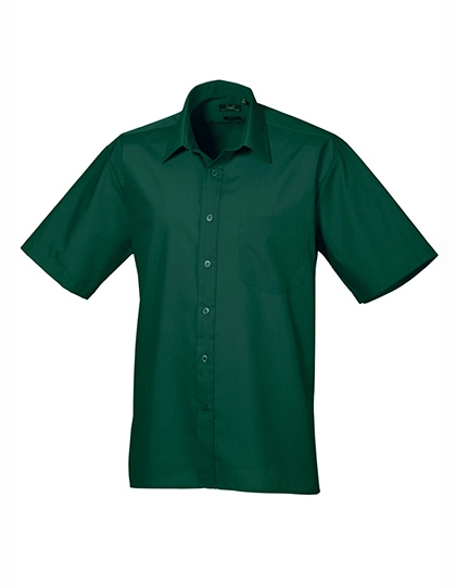 Men´s Poplin Short Sleeve Shirt zum Besticken und Bedrucken in der Farbe Bottle mit Ihren Logo, Schriftzug oder Motiv.