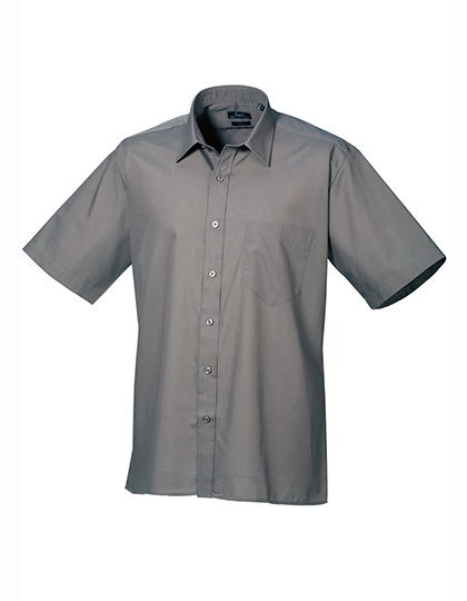 Men´s Poplin Short Sleeve Shirt zum Besticken und Bedrucken in der Farbe Dark Grey mit Ihren Logo, Schriftzug oder Motiv.