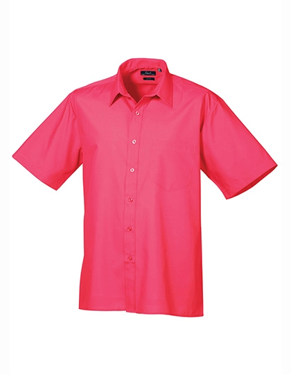 Men´s Poplin Short Sleeve Shirt zum Besticken und Bedrucken in der Farbe Hot Pink mit Ihren Logo, Schriftzug oder Motiv.