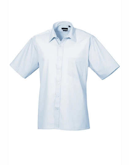 Men´s Poplin Short Sleeve Shirt zum Besticken und Bedrucken in der Farbe Light Blue mit Ihren Logo, Schriftzug oder Motiv.