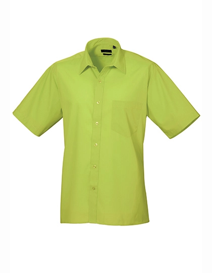 Men´s Poplin Short Sleeve Shirt zum Besticken und Bedrucken in der Farbe Lime mit Ihren Logo, Schriftzug oder Motiv.