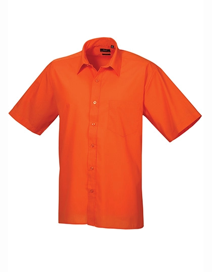 Men´s Poplin Short Sleeve Shirt zum Besticken und Bedrucken in der Farbe Orange mit Ihren Logo, Schriftzug oder Motiv.