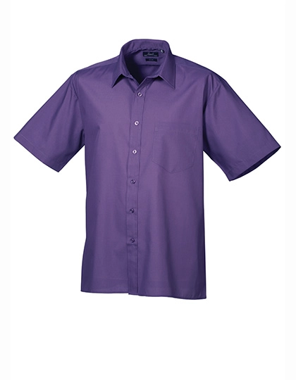 Men´s Poplin Short Sleeve Shirt zum Besticken und Bedrucken in der Farbe Purple mit Ihren Logo, Schriftzug oder Motiv.