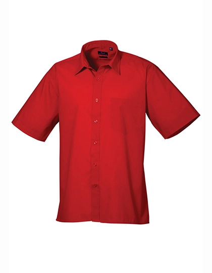 Men´s Poplin Short Sleeve Shirt zum Besticken und Bedrucken in der Farbe Red mit Ihren Logo, Schriftzug oder Motiv.