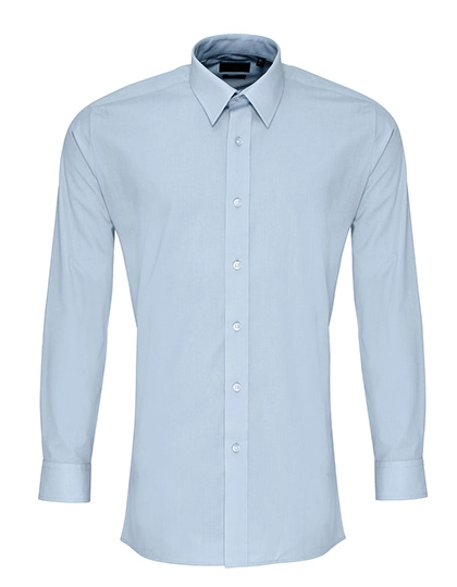 Men´s Long Sleeve Fitted Poplin Shirt zum Besticken und Bedrucken in der Farbe Light Blue mit Ihren Logo, Schriftzug oder Motiv.