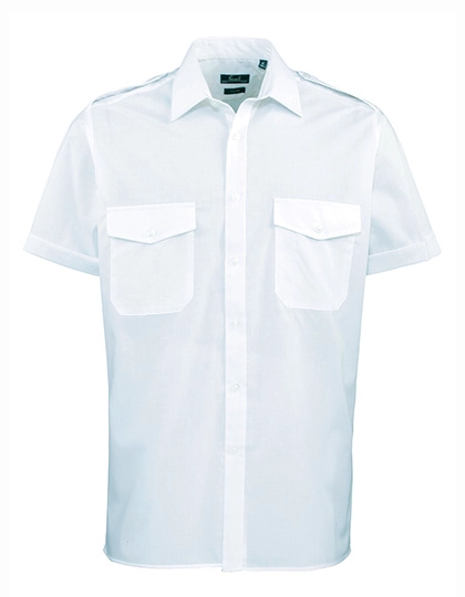 Pilot Shirt Short Sleeve zum Besticken und Bedrucken in der Farbe Light Blue mit Ihren Logo, Schriftzug oder Motiv.