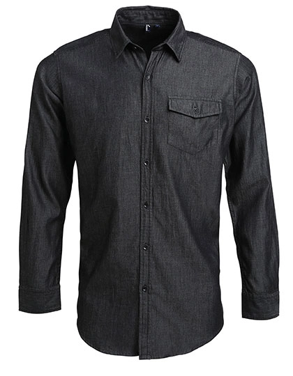 Men´s Jeans Stitch Denim Shirt zum Besticken und Bedrucken in der Farbe Black Denim (ca. Pantone 433) mit Ihren Logo, Schriftzug oder Motiv.