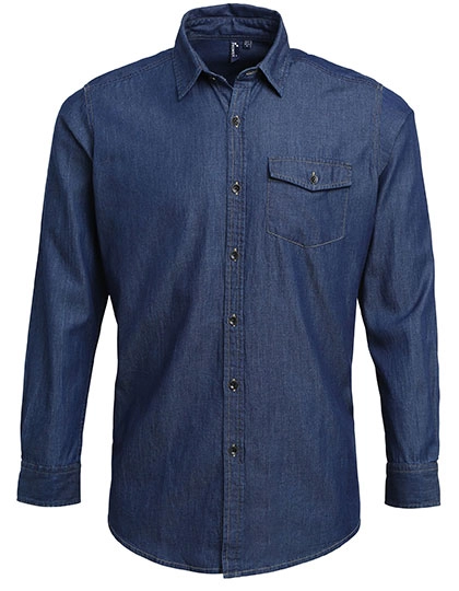 Men´s Jeans Stitch Denim Shirt zum Besticken und Bedrucken in der Farbe Indigo Denim (ca. Pantone 2767) mit Ihren Logo, Schriftzug oder Motiv.