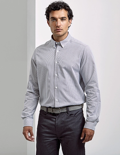 Men´s Cotton Rich Oxford Stripes Shirt zum Besticken und Bedrucken mit Ihren Logo, Schriftzug oder Motiv.