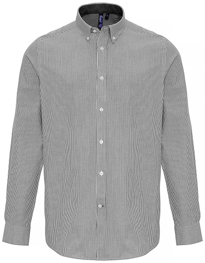 Men´s Cotton Rich Oxford Stripes Shirt zum Besticken und Bedrucken in der Farbe White-Grey (ca. Pantone 430c) mit Ihren Logo, Schriftzug oder Motiv.
