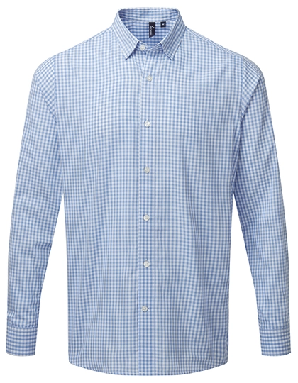 Men´s Maxton Check Long Sleeve Shirt zum Besticken und Bedrucken in der Farbe Light Blue (ca. Pantone 2707C)-White mit Ihren Logo, Schriftzug oder Motiv.