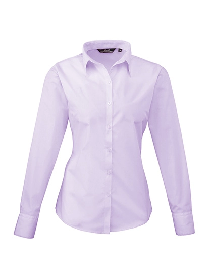 Women´s Poplin Long Sleeve Blouse zum Besticken und Bedrucken in der Farbe Lilac mit Ihren Logo, Schriftzug oder Motiv.
