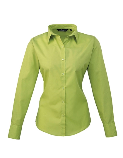 Women´s Poplin Long Sleeve Blouse zum Besticken und Bedrucken in der Farbe Lime mit Ihren Logo, Schriftzug oder Motiv.