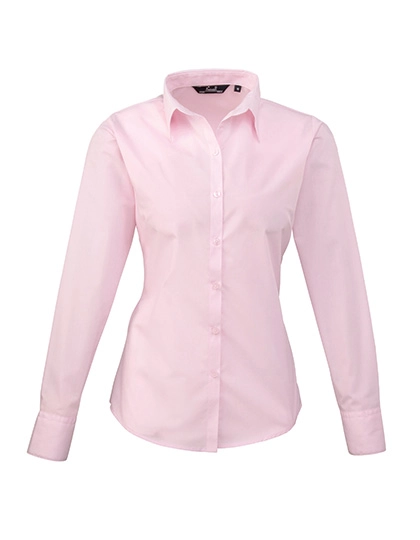 Women´s Poplin Long Sleeve Blouse zum Besticken und Bedrucken in der Farbe Pink mit Ihren Logo, Schriftzug oder Motiv.