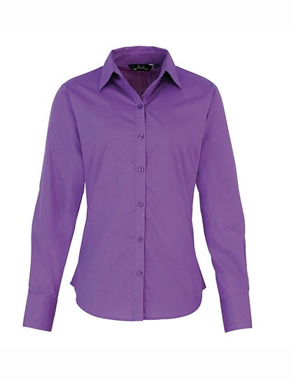 Women´s Poplin Long Sleeve Blouse zum Besticken und Bedrucken in der Farbe Rich Violet mit Ihren Logo, Schriftzug oder Motiv.