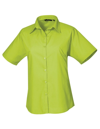 Women´s Poplin Short Sleeve Blouse zum Besticken und Bedrucken in der Farbe Lime mit Ihren Logo, Schriftzug oder Motiv.
