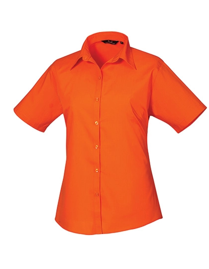 Women´s Poplin Short Sleeve Blouse zum Besticken und Bedrucken in der Farbe Orange mit Ihren Logo, Schriftzug oder Motiv.