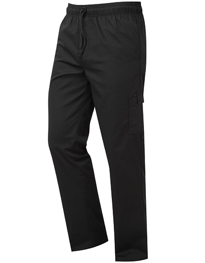 Essential Chef´s Cargo Pocket Trousers zum Besticken und Bedrucken in der Farbe Black mit Ihren Logo, Schriftzug oder Motiv.