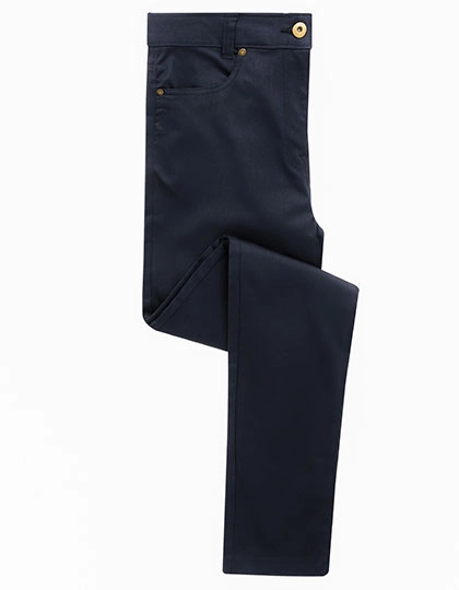 Women´s Performance Chino Jeans zum Besticken und Bedrucken in der Farbe Navy mit Ihren Logo, Schriftzug oder Motiv.