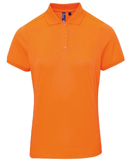 Women´s Coolchecker® Piqué Polo zum Besticken und Bedrucken in der Farbe Neon Orange mit Ihren Logo, Schriftzug oder Motiv.