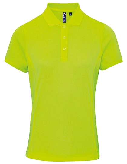 Women´s Coolchecker® Piqué Polo zum Besticken und Bedrucken in der Farbe Neon Yellow mit Ihren Logo, Schriftzug oder Motiv.
