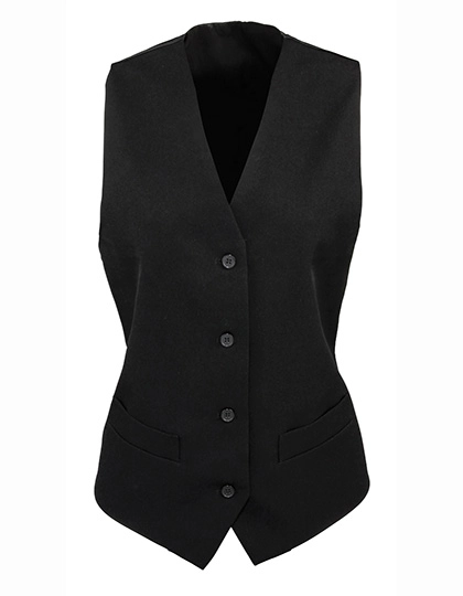 Women´s Lined Polyester Waistcoat zum Besticken und Bedrucken in der Farbe Black mit Ihren Logo, Schriftzug oder Motiv.