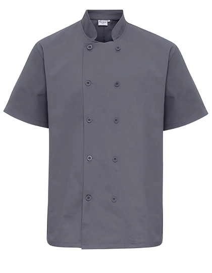 Short Sleeve Chef´s Jacket zum Besticken und Bedrucken in der Farbe Steel (ca. Pantone 7545) mit Ihren Logo, Schriftzug oder Motiv.