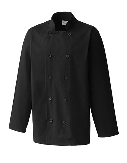 Long Sleeve Chef´s Jacket zum Besticken und Bedrucken in der Farbe Black mit Ihren Logo, Schriftzug oder Motiv.