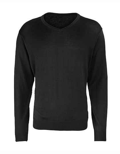 Men´s V-Neck Knitted Sweater zum Besticken und Bedrucken in der Farbe Black mit Ihren Logo, Schriftzug oder Motiv.