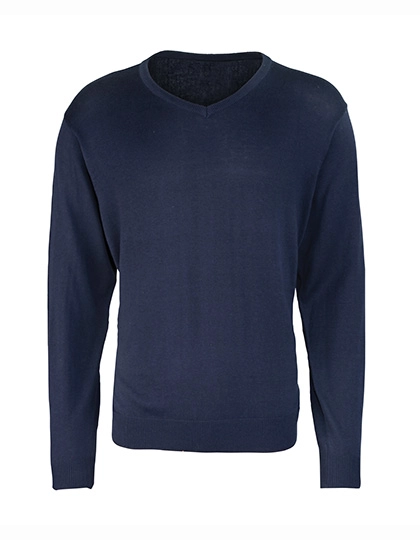 Men´s V-Neck Knitted Sweater zum Besticken und Bedrucken in der Farbe Navy mit Ihren Logo, Schriftzug oder Motiv.