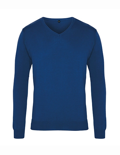Men´s V-Neck Knitted Sweater zum Besticken und Bedrucken in der Farbe Royal mit Ihren Logo, Schriftzug oder Motiv.