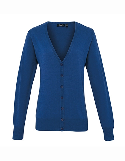 Women´s Button Through Knitted Cardigan zum Besticken und Bedrucken in der Farbe Royal mit Ihren Logo, Schriftzug oder Motiv.