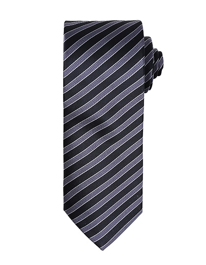 Double Stripe Tie zum Besticken und Bedrucken in der Farbe Black-Dark Grey mit Ihren Logo, Schriftzug oder Motiv.