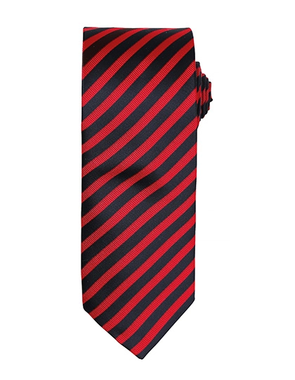 Double Stripe Tie zum Besticken und Bedrucken in der Farbe Red-Black mit Ihren Logo, Schriftzug oder Motiv.