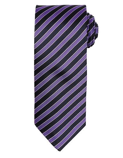 Double Stripe Tie zum Besticken und Bedrucken in der Farbe Rich Violet-Black mit Ihren Logo, Schriftzug oder Motiv.
