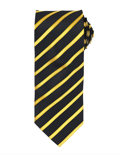Sports Stripe Tie zum Besticken und Bedrucken in der Farbe Black-Gold mit Ihren Logo, Schriftzug oder Motiv.